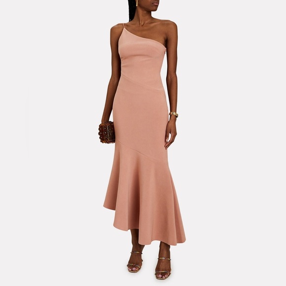 NEW SIGNIFICANT OTHER Tori One-Shoulder Asymmetric Ruffle Gown Size 2 - Picture 1 of 7